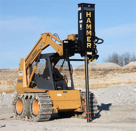 skid steer post pounder rental calgary|pneumatic fence post driver rental.